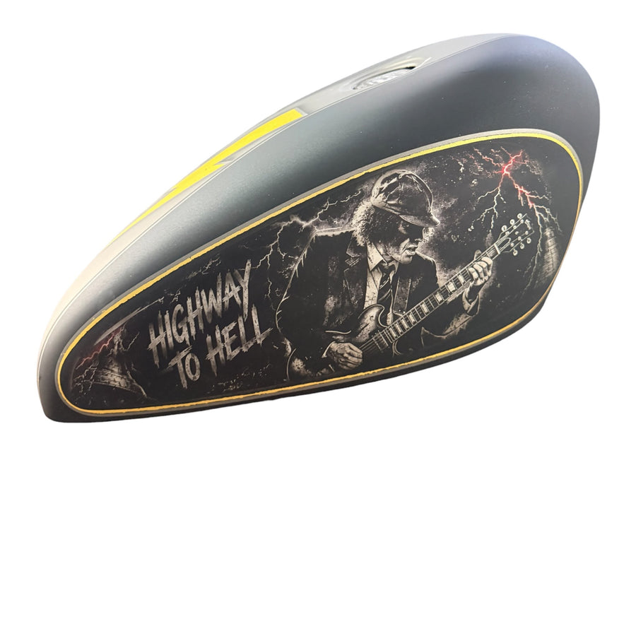AC/DC Highway to Hell – Gold Leaf Lightning Premium Tank Cover | Harley & Royal Enfield