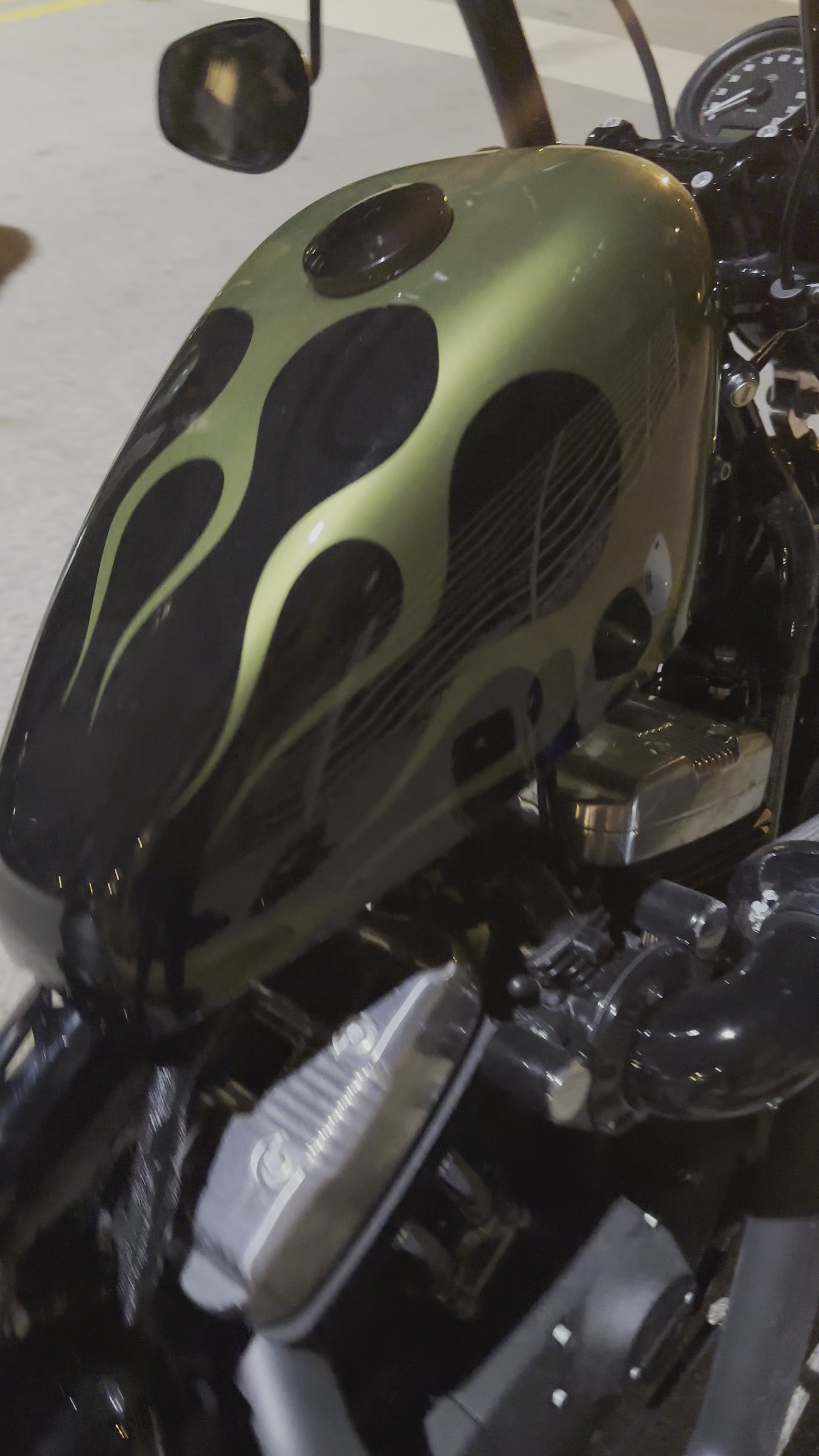 BLACK OLIVE GREEN FLAMES - 1200c custom