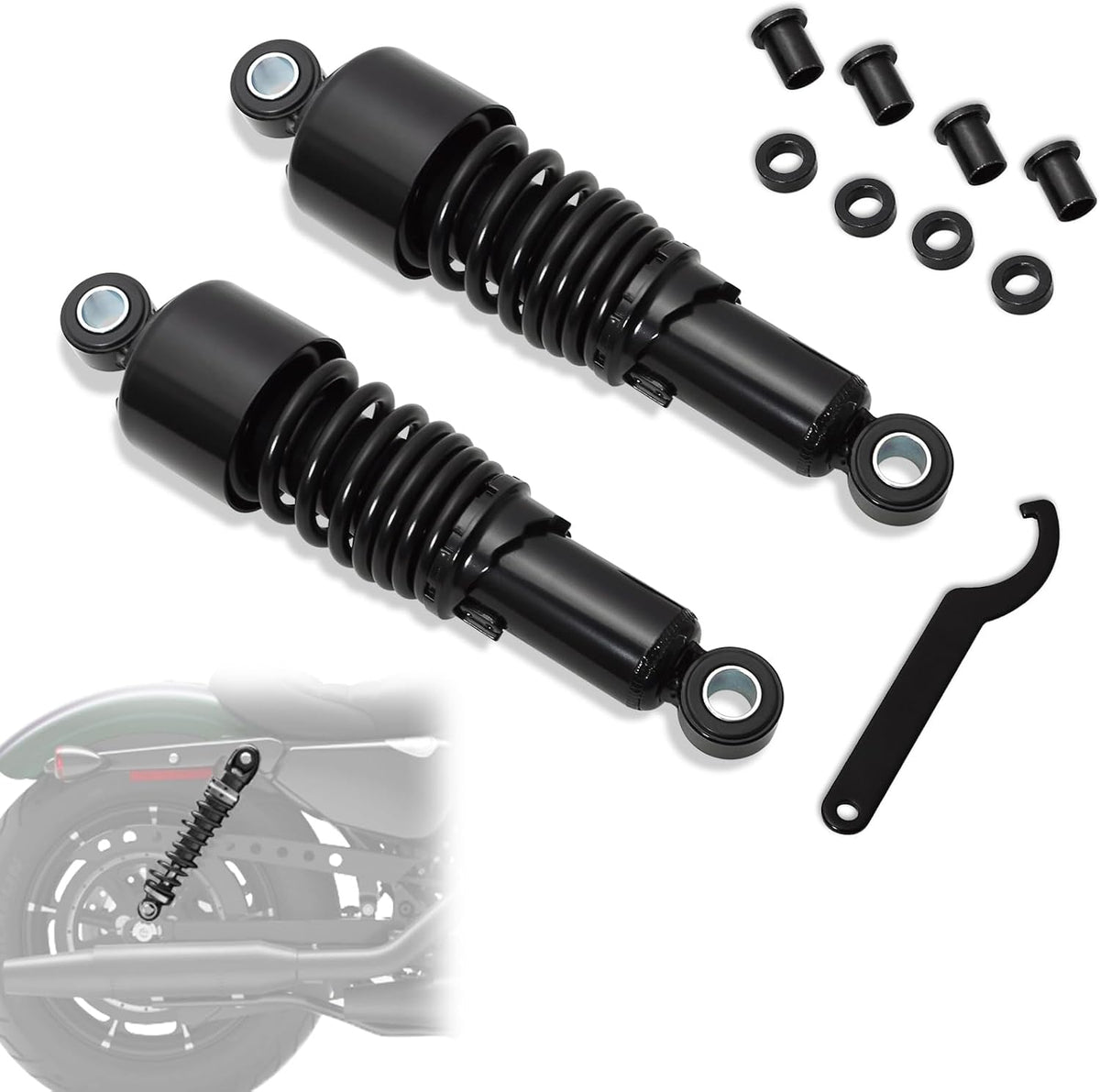 WOWTK Black Rear Shocks — 10.5 in / 267 mm Pair