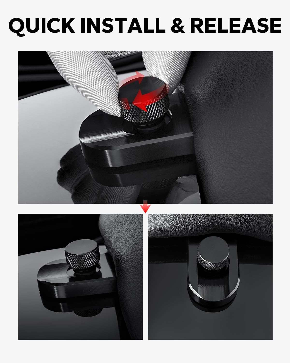 Amazicha Black Aluminum Seat Bolt & Tab Cover — 1/4-20