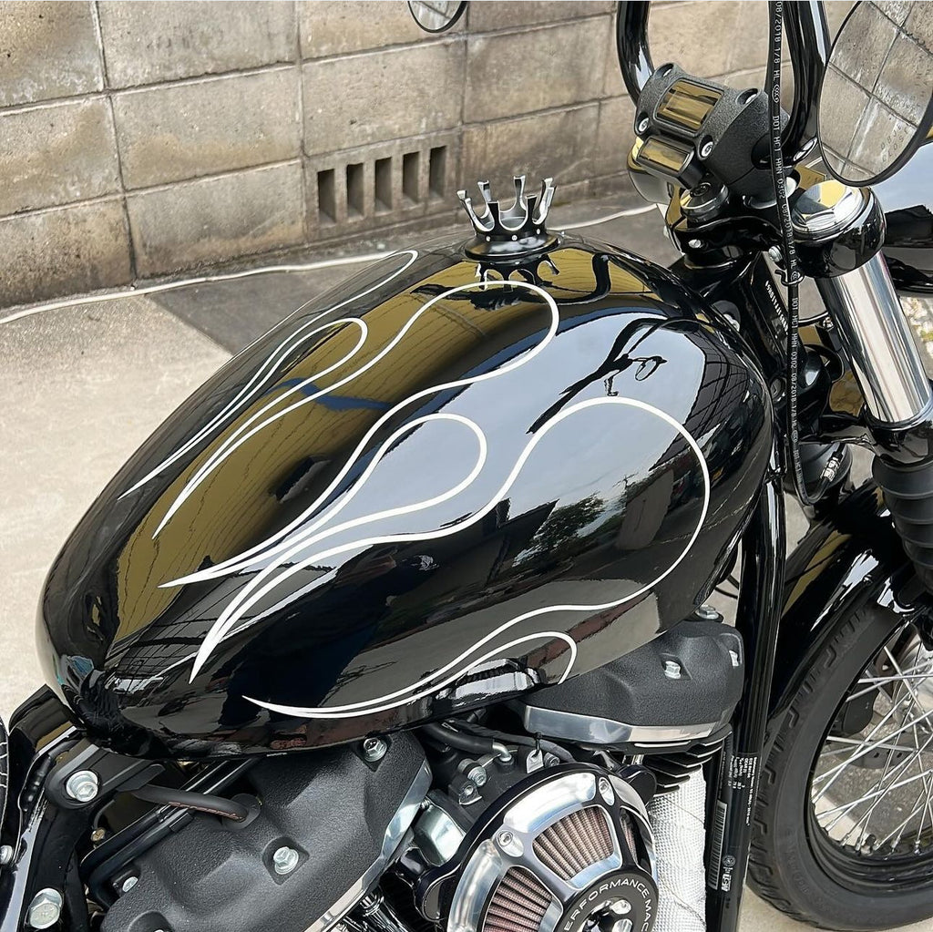 BLACK & WHITE STRIPE FLAMES - Iron - SimonKustom