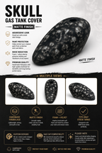 Skull Hydrographic Gas Tank Cover – Handmade Fiberglass Cover (Gloss or Matte Finish) - SimonKustom