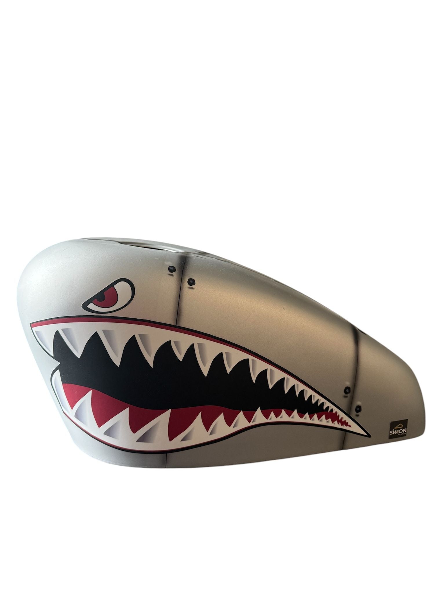 gas tank cover silver matte 48 metal shark simonkustom