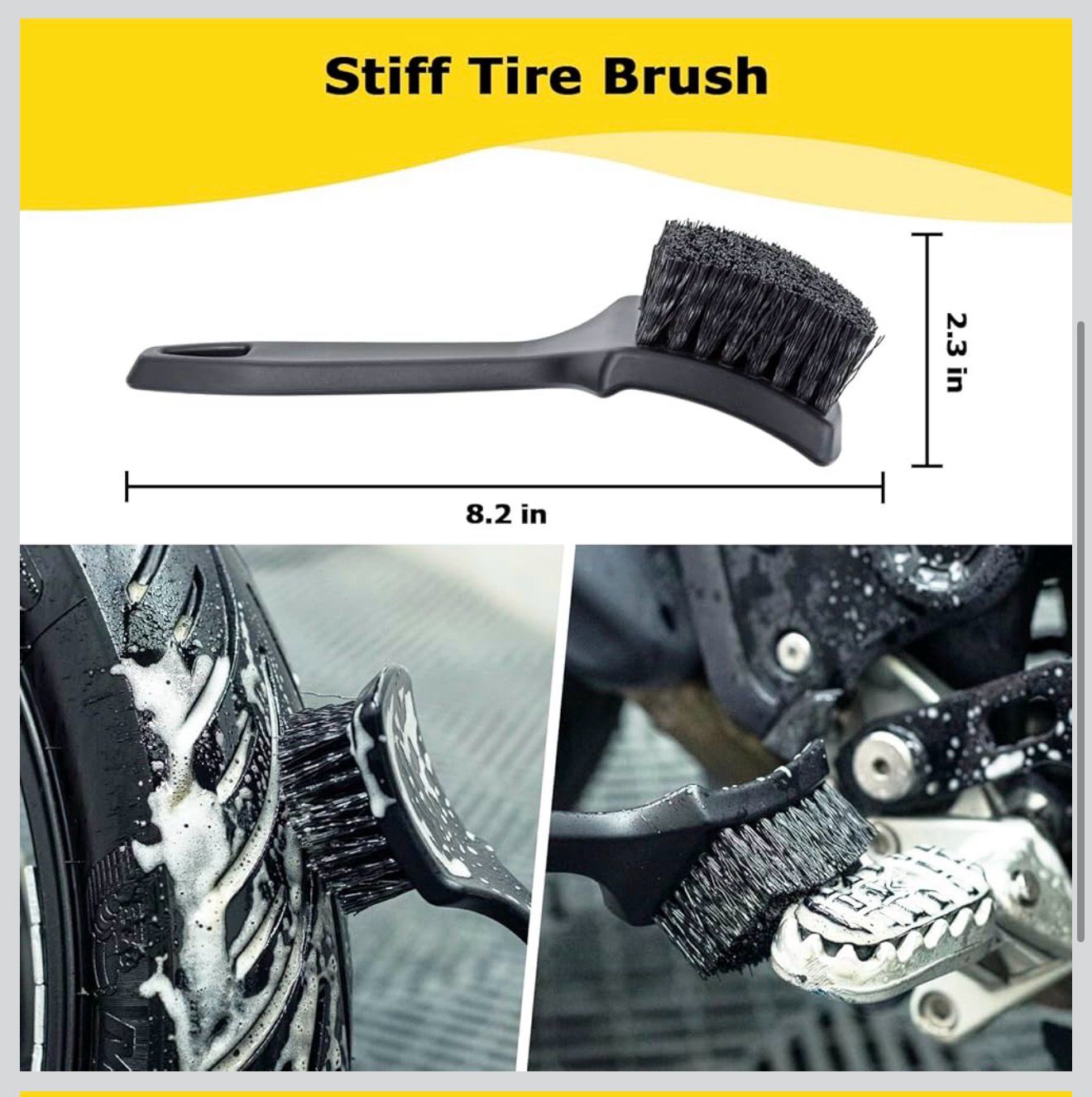 Motorcycle Cleaning Kit 6 Pack with Easy Reach Brush,Tire Brush,Wool Wash Mitt,Chain Brush,Detailing Brush and Microfiber Towel for Cleaning Motorcycle Mudguard,Rims,Exhaust,Frame
