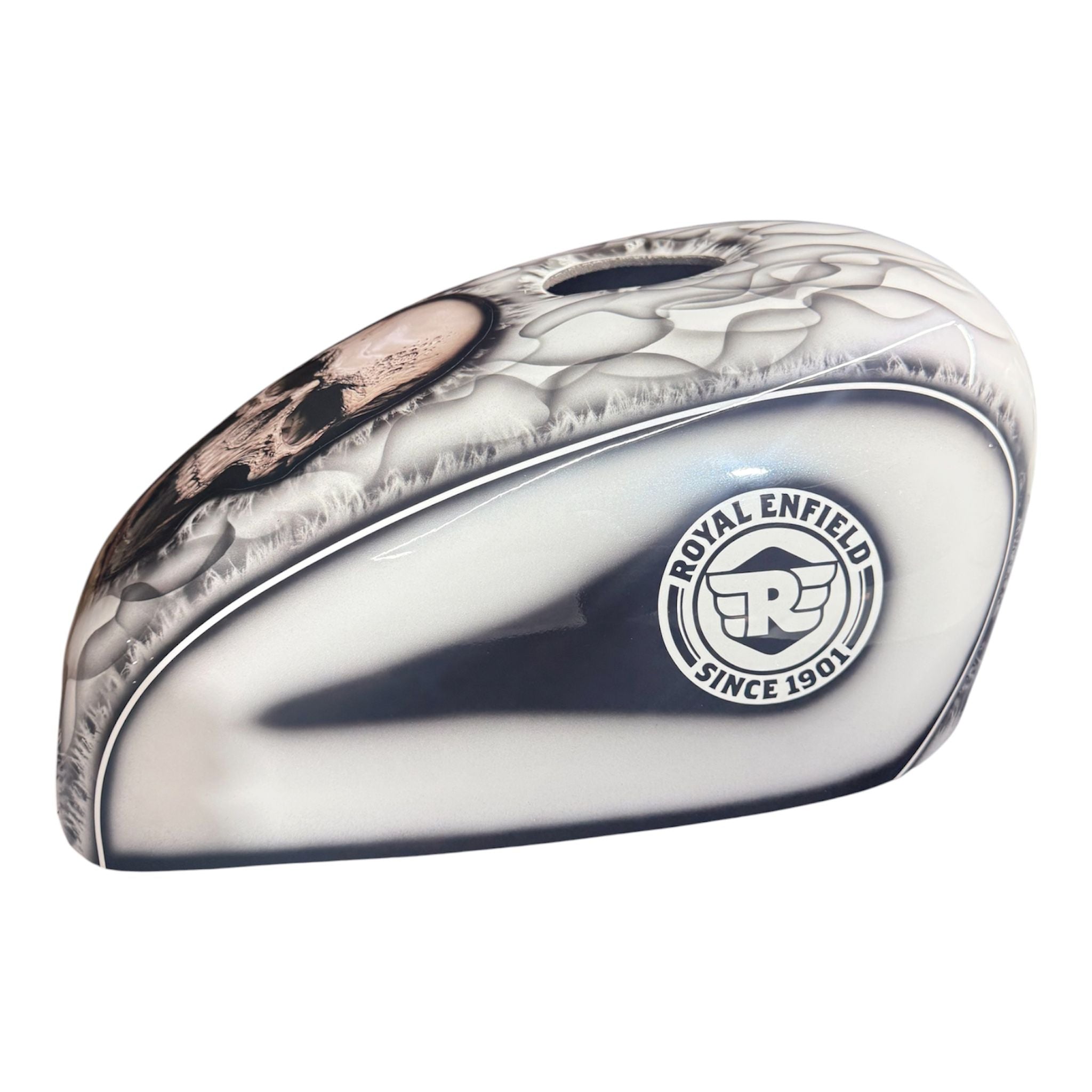 SKULL PHANTOM SILVER — Royal Enfield Tank Cover | SimonKustom