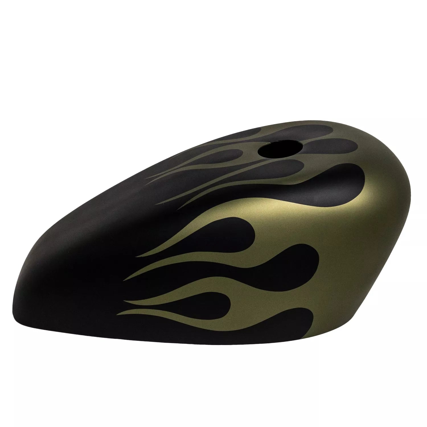 BLACK OLIVE GREEN FLAMES - Iron - SimonKustom