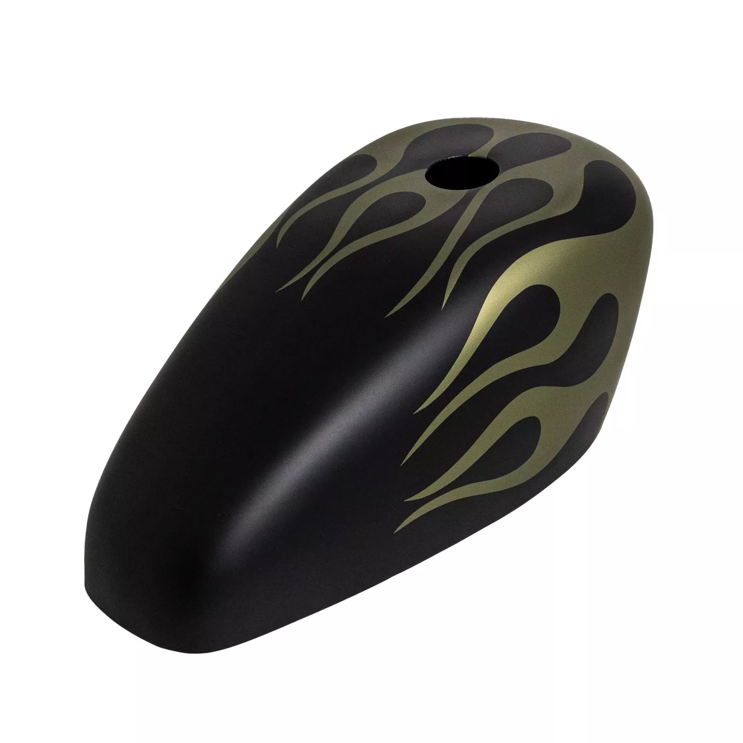 BLACK OLIVE GREEN FLAMES - Iron - SimonKustom
