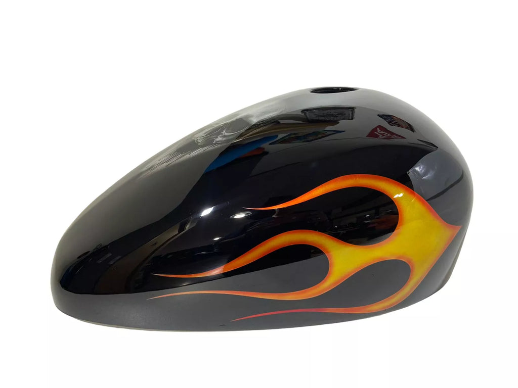 SKULL ORANGE FLAMES - Iron - SimonKustom
