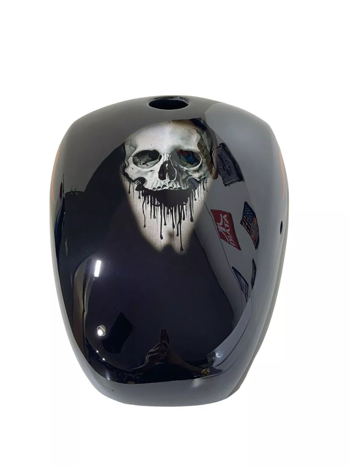 SKULL ORANGE FLAMES - Iron - SimonKustom