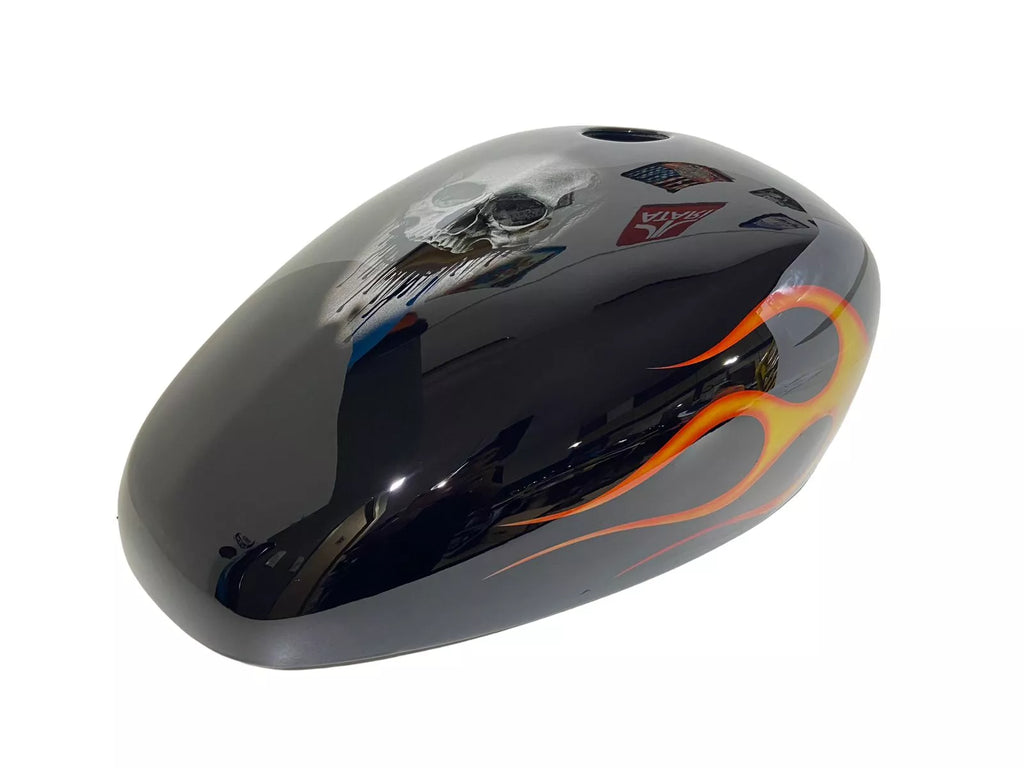 SKULL ORANGE FLAMES - Iron - SimonKustom