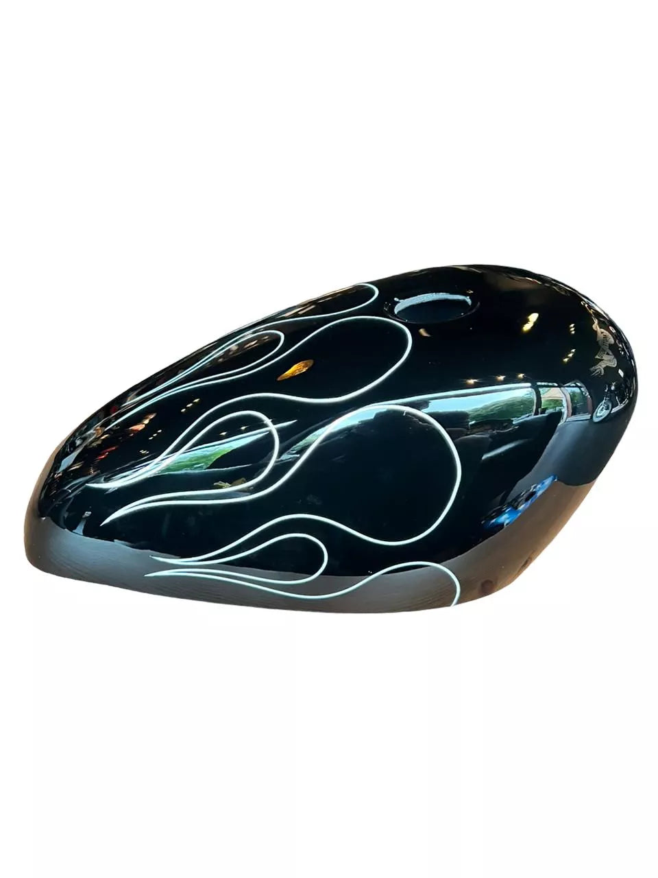 BLACK & WHITE STRIPE FLAMES - Iron - SimonKustom