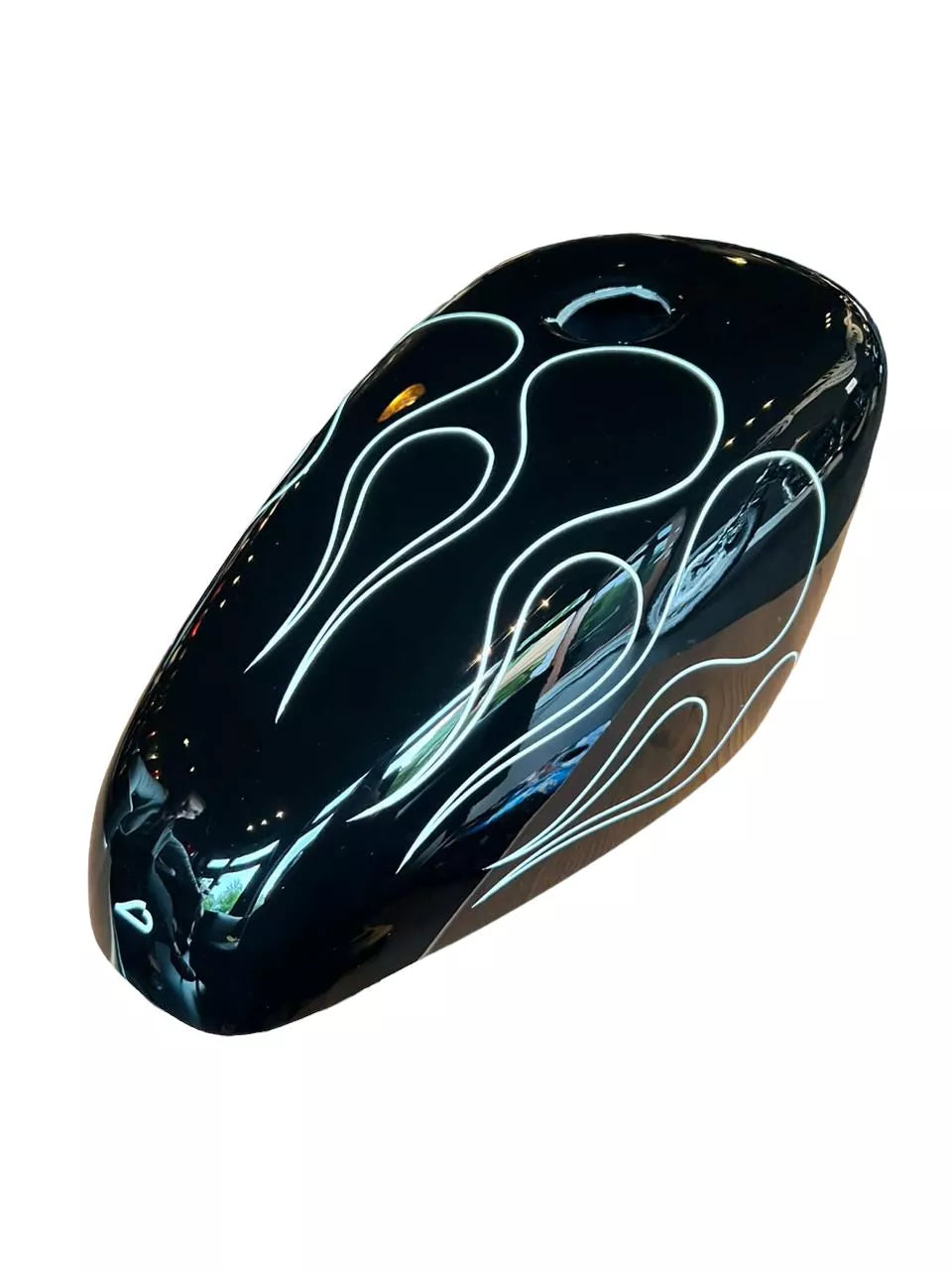 BLACK & WHITE STRIPE FLAMES - Iron - SimonKustom