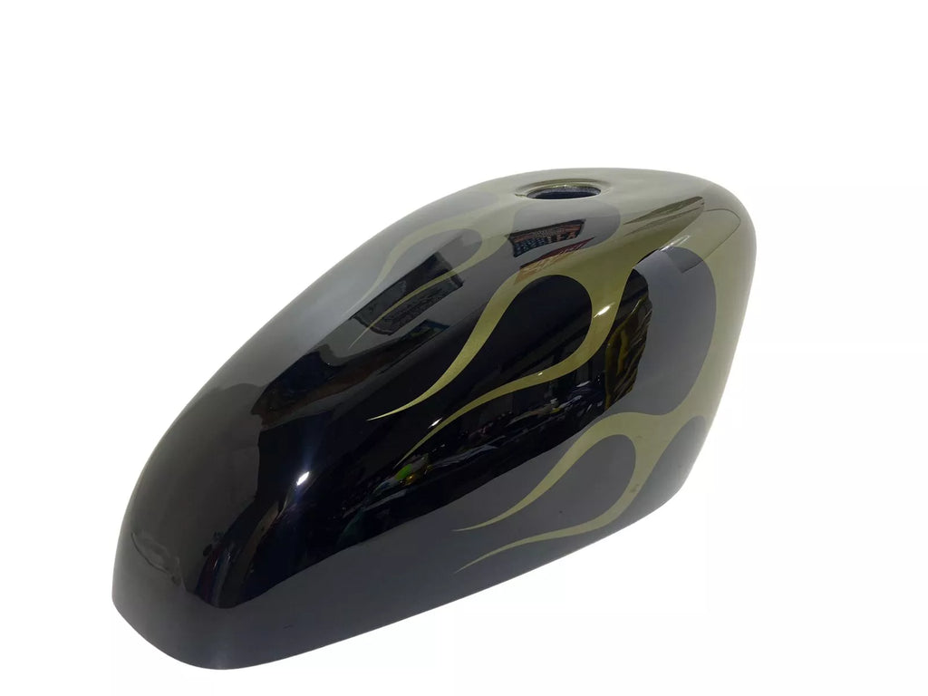 BLACK OLIVE GREEN FLAMES - Iron - SimonKustom