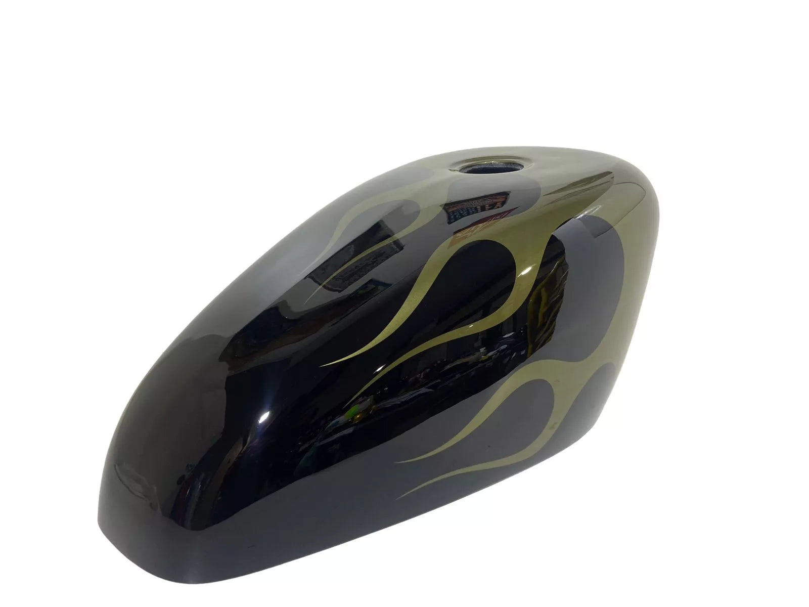 BLACK OLIVE GREEN FLAMES - Iron - SimonKustom