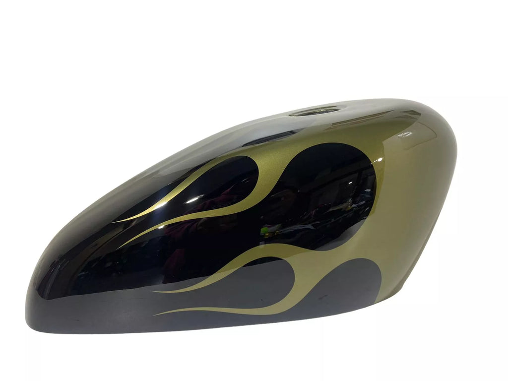 BLACK OLIVE GREEN FLAMES - Iron - SimonKustom