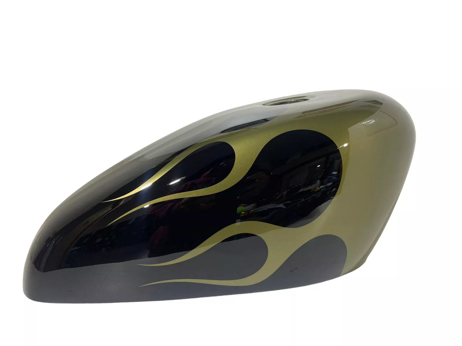 BLACK OLIVE GREEN FLAMES - Iron - SimonKustom