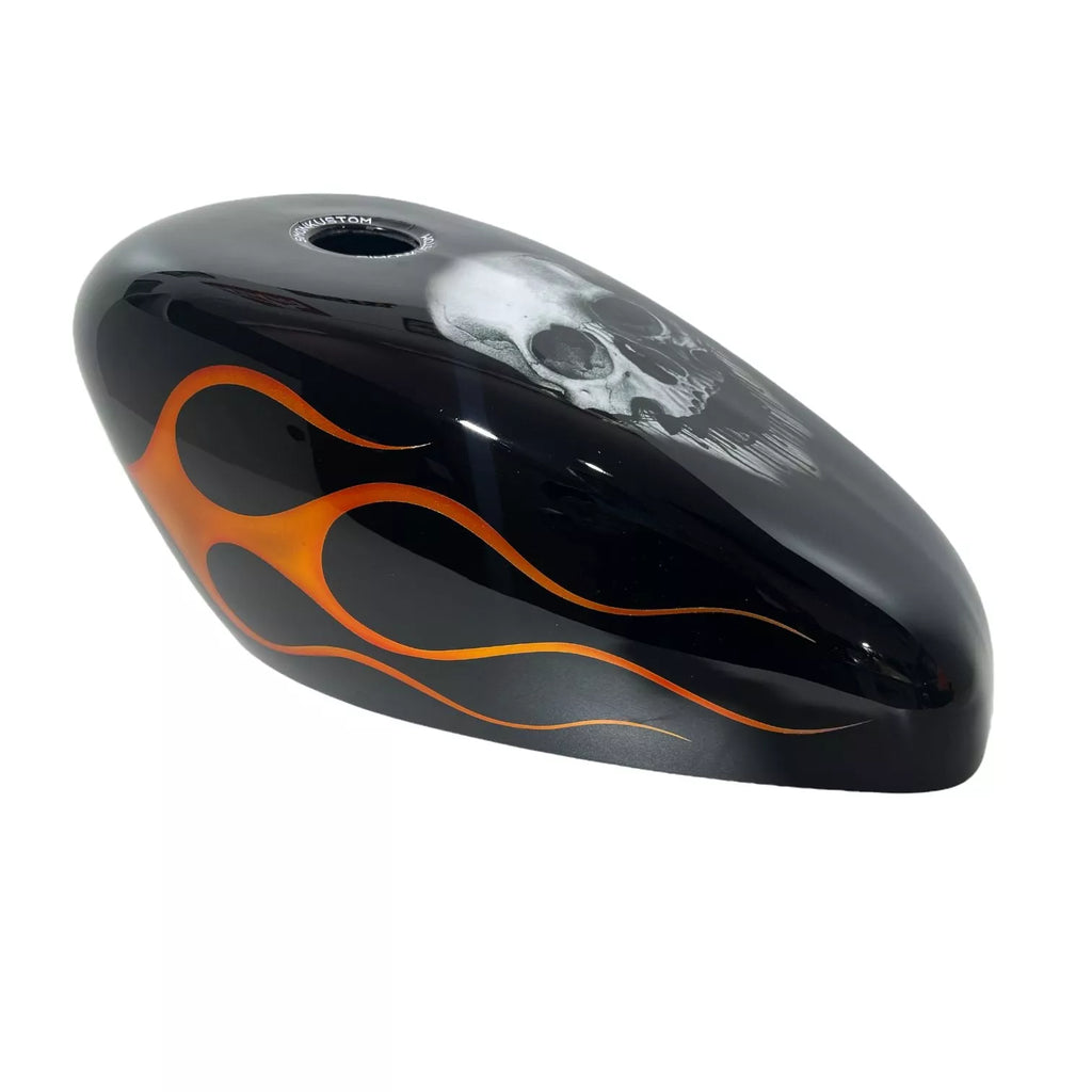 SKULL ORANGE FLAMES - Iron - SimonKustom