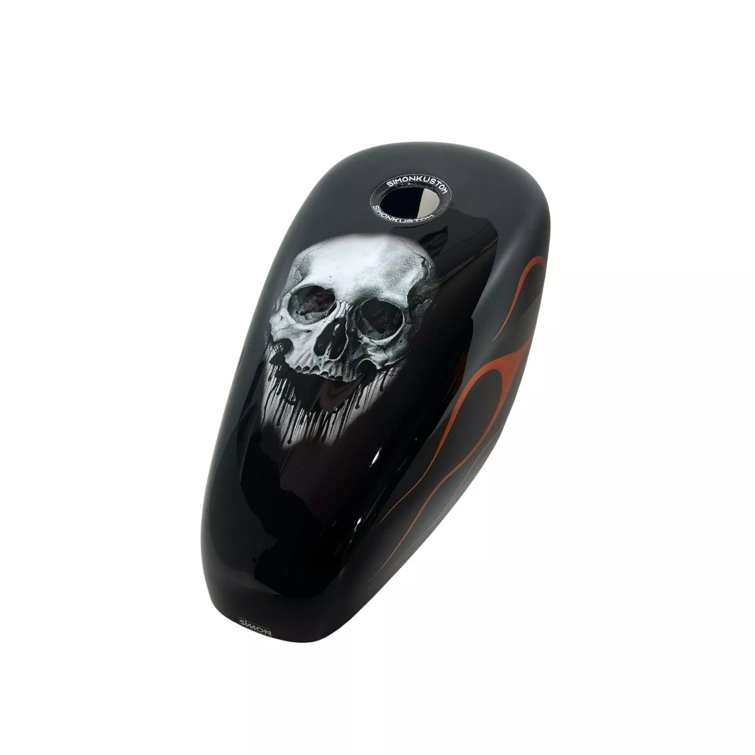 SKULL ORANGE FLAMES - Iron - SimonKustom